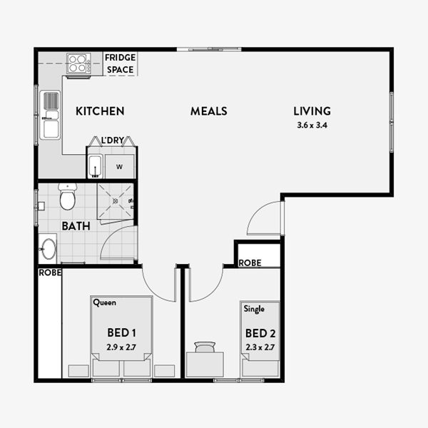 住宅缺角分析服务示意图:用于道教风水堪舆与居住空间文化解读的户型平面参考图。Sample Floor Plan for Residential Missing Corner Analysis: Reference layout used for Taoist Feng Shui consultation and cultural interpretation of living spaces.